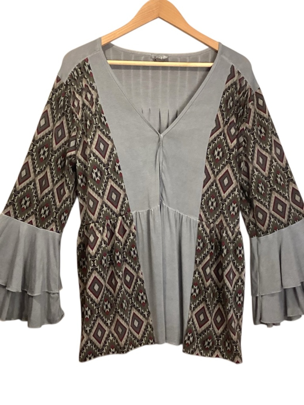 POL Southwest Print Tunic Mini Dress Blue Grey Size Small